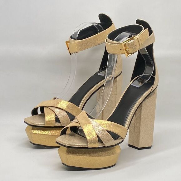Balmain Ava Metallic Leather Platform Sandals size 39 - Picture 5 of 13